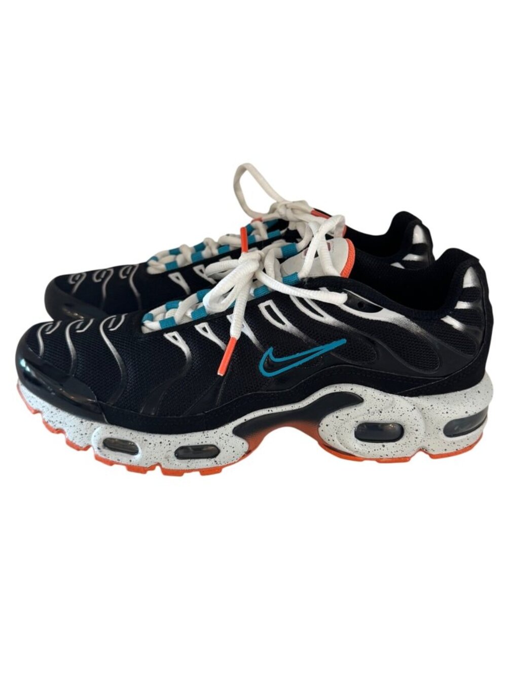 Nike Air Max Plus Tn Sneakers US 6.5Y Black/White With Blue & Orange Accents CD0